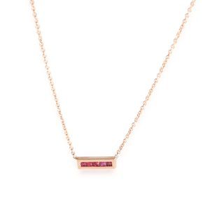 My Story The Echo 5 Princess Cut Ruby Bar Pendant 14K Rose Gold 0.25 Ctw.